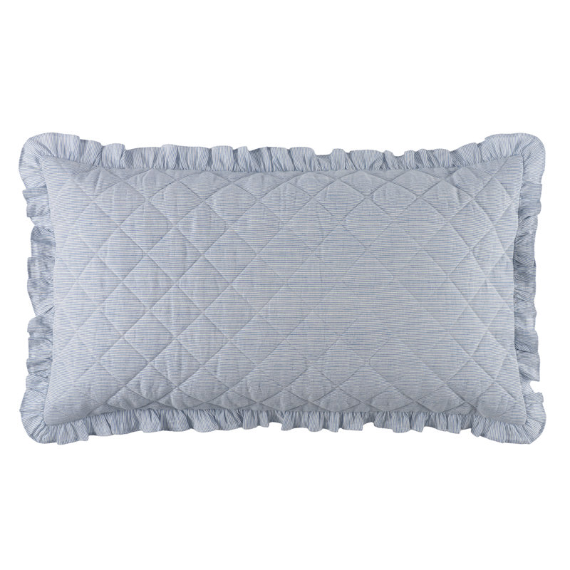 Parris French Blue Stripe Linen Quilted Sham, King Sham
