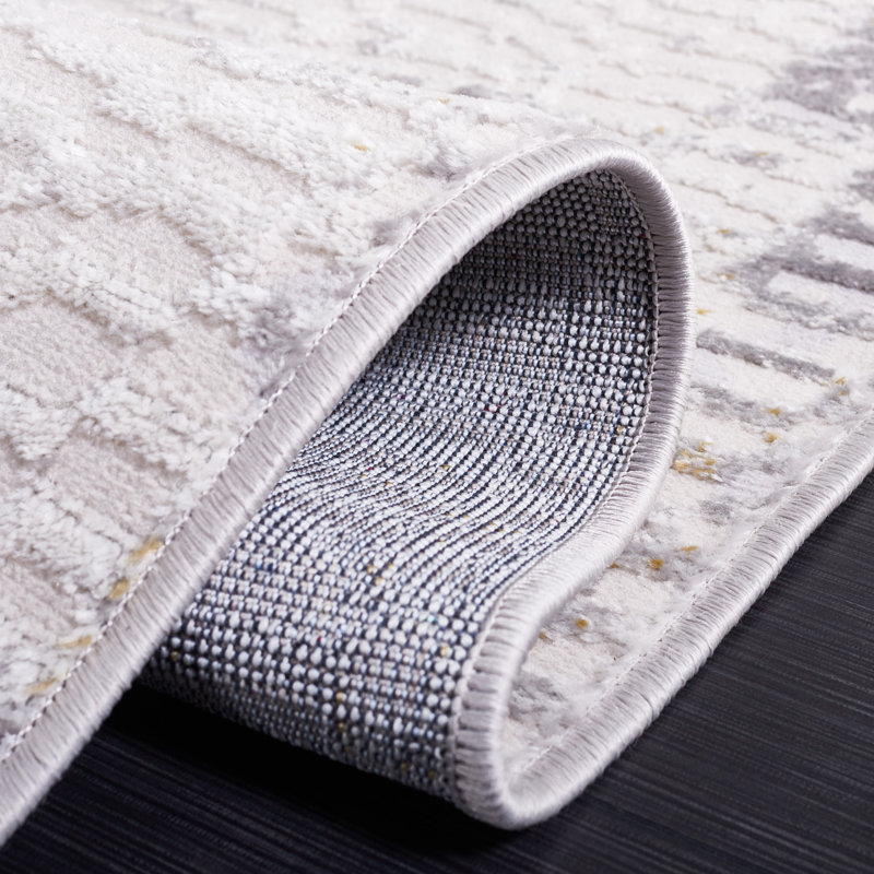 Palma Gray and Beige Hand-Knotted Synthetic Rug