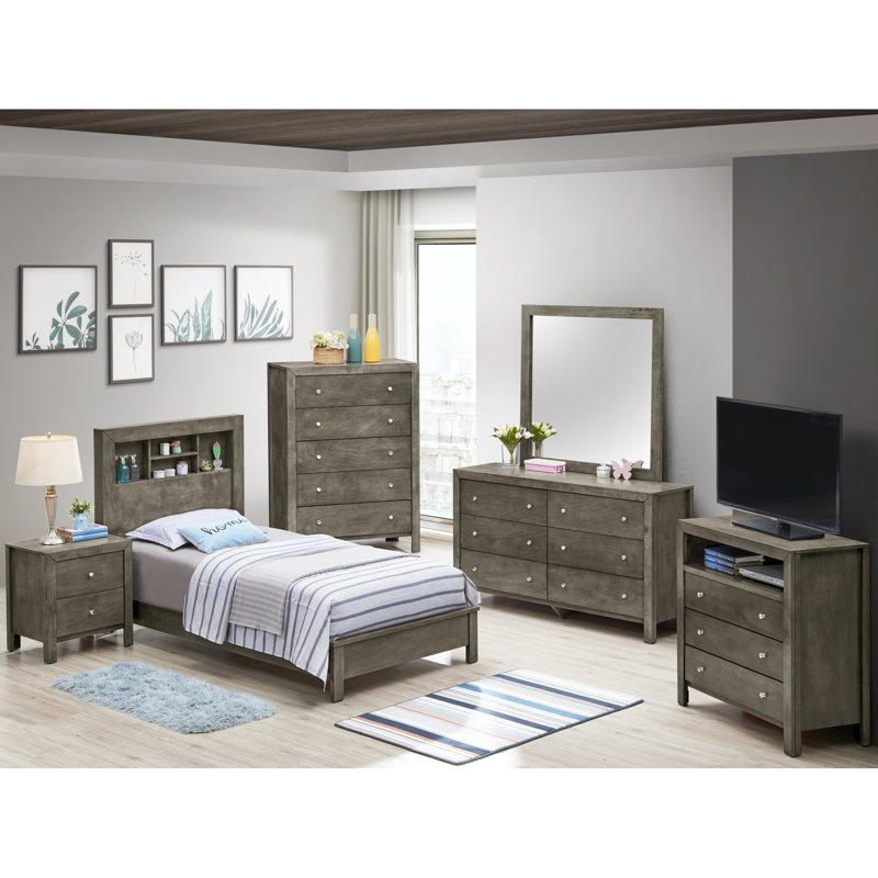 Tranquil Gray Transitional Bed For Comfort