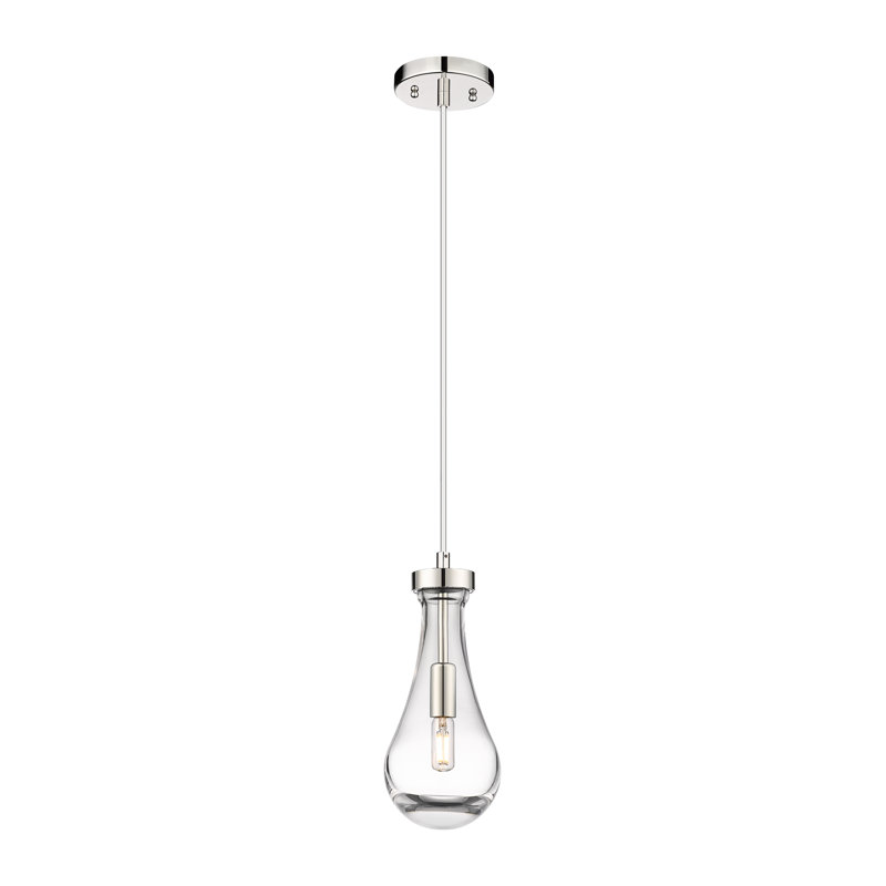 Luminaire suspendu à 1 lumière Owego, Clair, Nickel poli, H 12,13 po x l 5,13 po x P 5,13 po