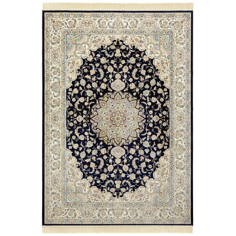 Antik Nain Tufted Dark Blue/Cream Rug, Rectangle 195cm x 300cm