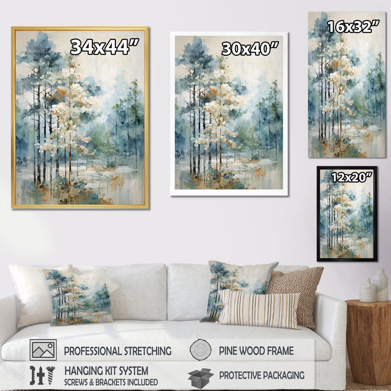 Pine Tree Enchanted Forest II - Tree Pine Wall Art, 32" H x 24" W, Wrapped Canvas, No Frame