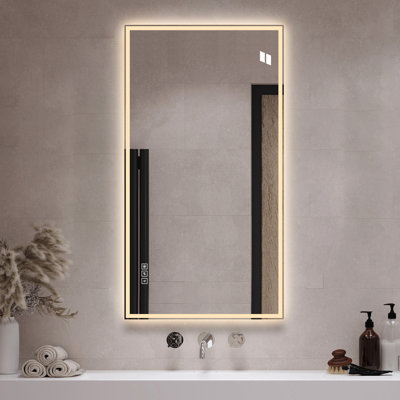 Miroir de salle de bain 48 po x 24 po à DEL à 3 lumières à intensité variable, montage mural horizontal / vertical
