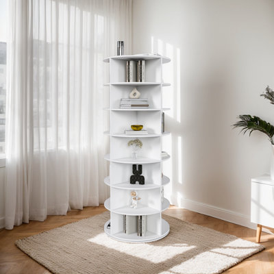 Étagère à chaussures rotative à 7 niveaux, étagère à chaussures ronde à 360 °, étagère à livres rotative pour chambre à coucher, salon, maison, bureau