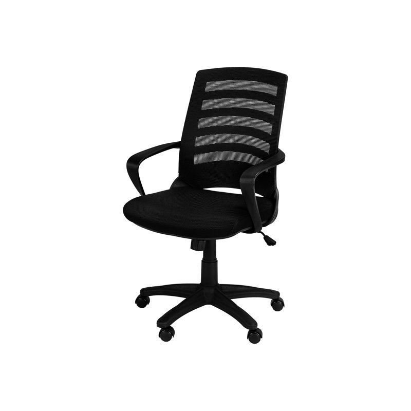Chaise de bureau ergonomique et pivotante, hauteur réglable et rembourrage supplémentaire, maille noire et métal, hauteur bureau moderne, pivotante, maille, rembourrée