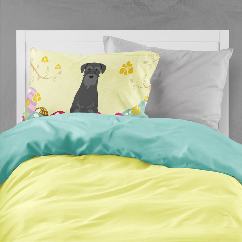 Taie d’oreiller œufs de pâques, Schnauzer noir standard