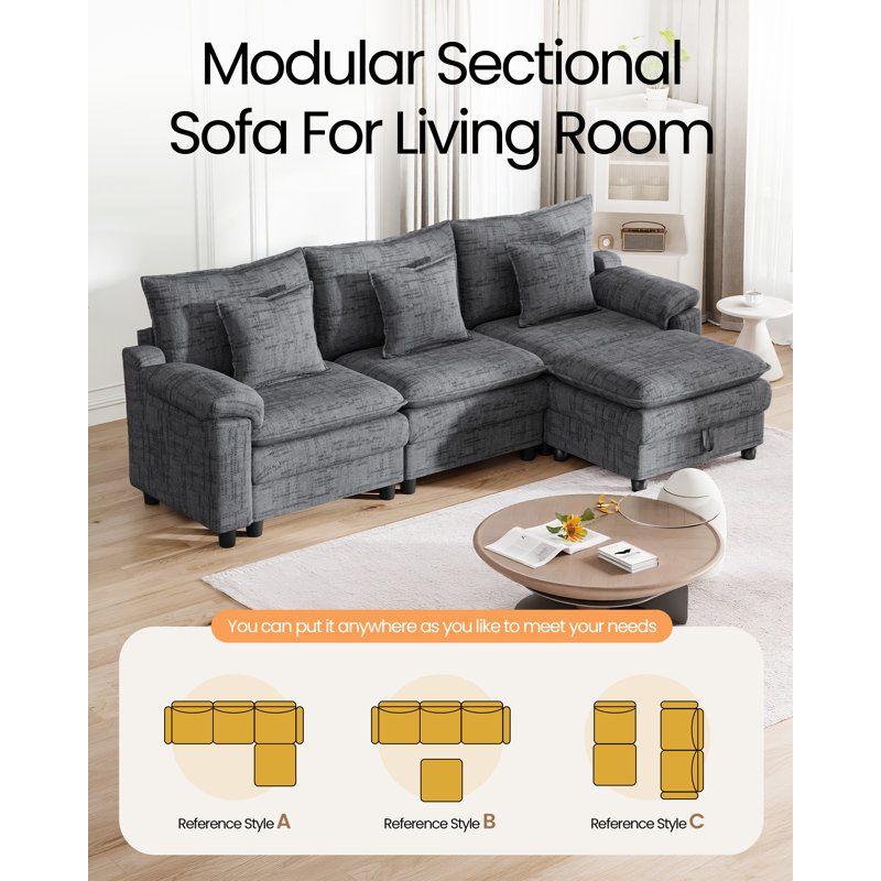 Sofa, 87 cm H x 231 cm W x 80 cm D