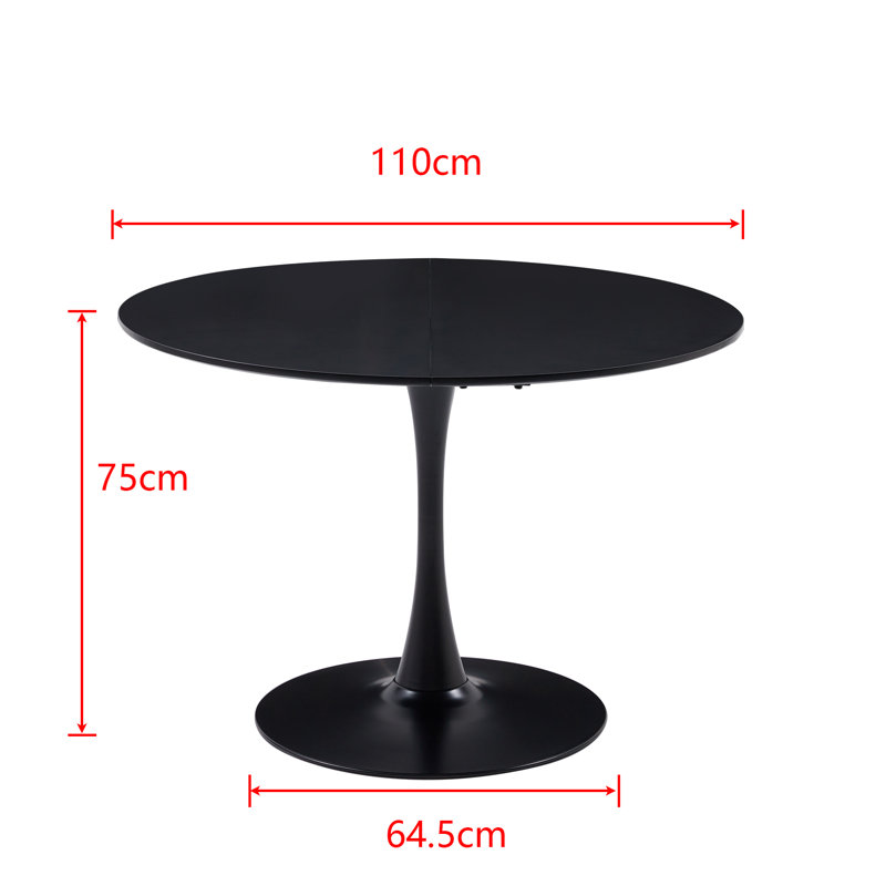 David Pedestal Dining Table, Black, 75cmH x 110cmL x 110cmW