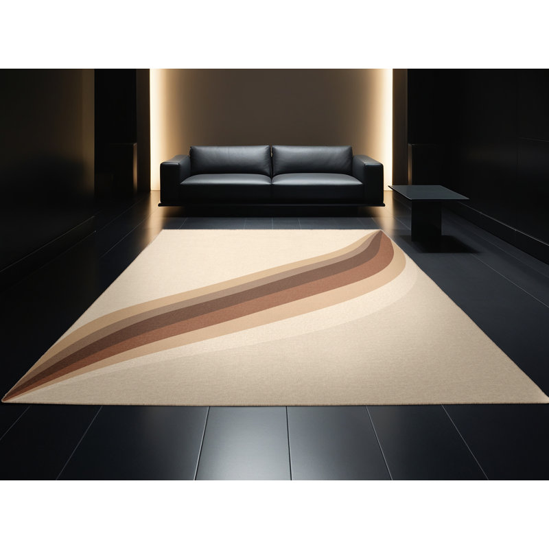 Tapis beige uni élégant et lavable à la machine Honn Sleek & Chic, 8 x 10