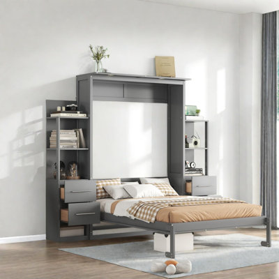 Lits peu encombrants avec rangement, bois aggloméré gris moderne Murphy pour la maison