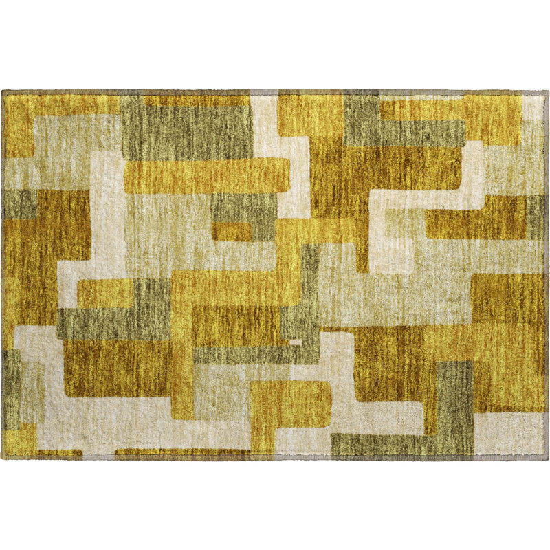 Premium Machine Washable Prisco Wheat Rug, Rectangle 1'8" x 2'6"