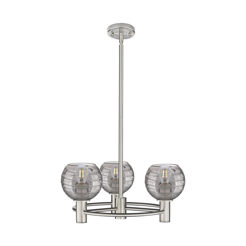 Cribb - Luminaire suspendu sur tige 3 lumières, Nickel satiné