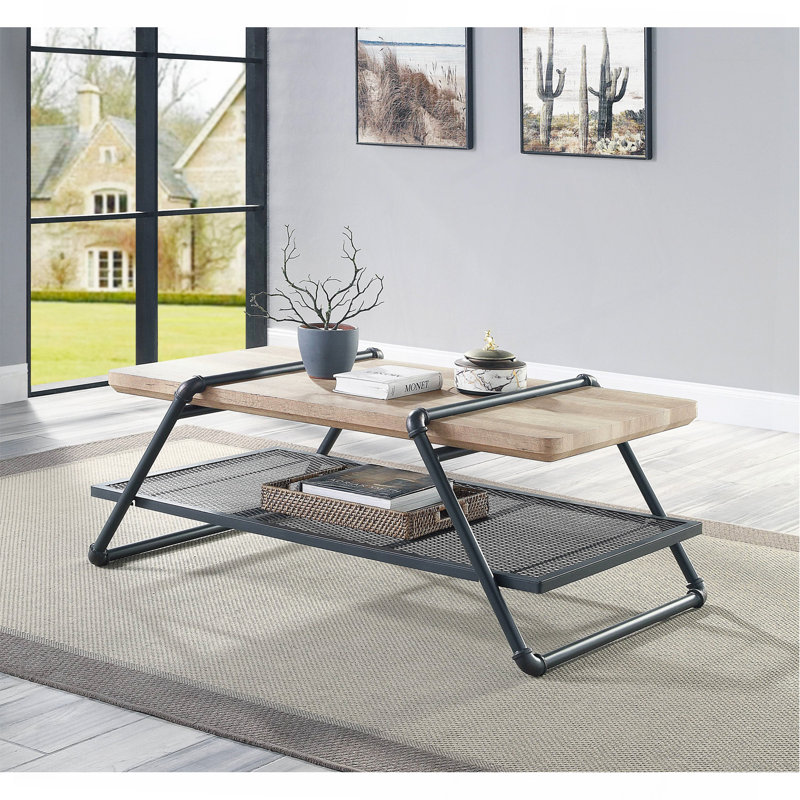 Oak & Sandy Gray Finish Coffee Table