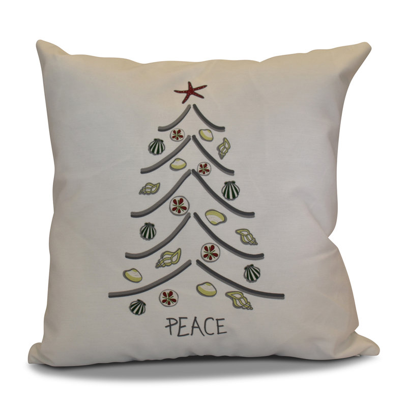 Coastal Christmas Reversible Throw Pillow, 18" H x 18" W, Cranberry