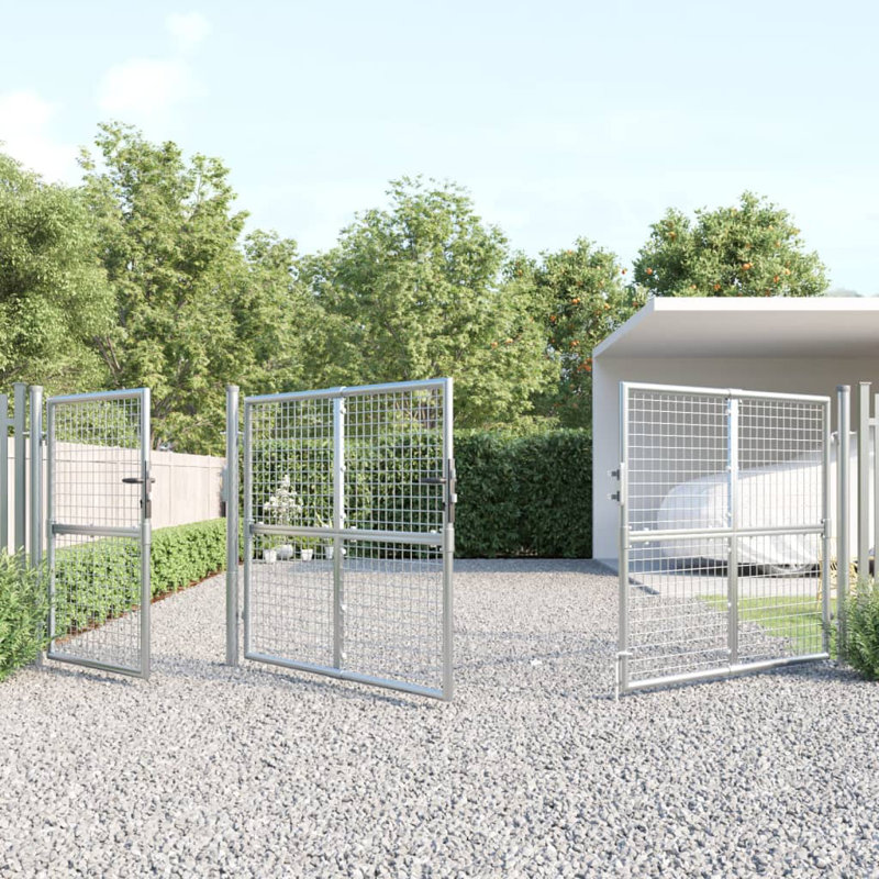 Azamat Metal Yard/Privacy Fence with 3 Panel(s) Included, Silver, 400 x 175cm