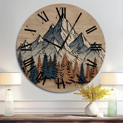 Horloge murale en métal représentant la nature des montagnes berbères blanches et brunes du Maroc