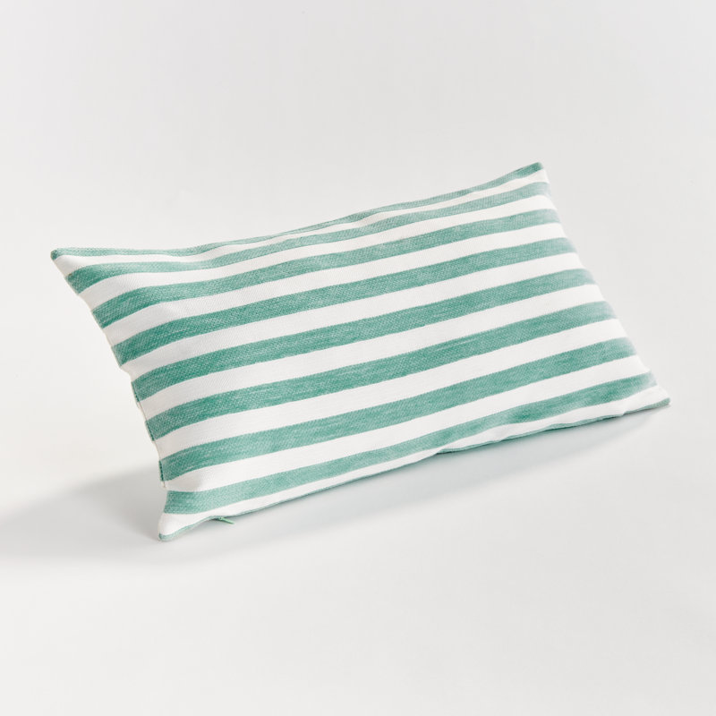 Striped Indoor/Outdoor Reversible Throw Pillow, Seafoam, Rectangular 12"H x 22"W