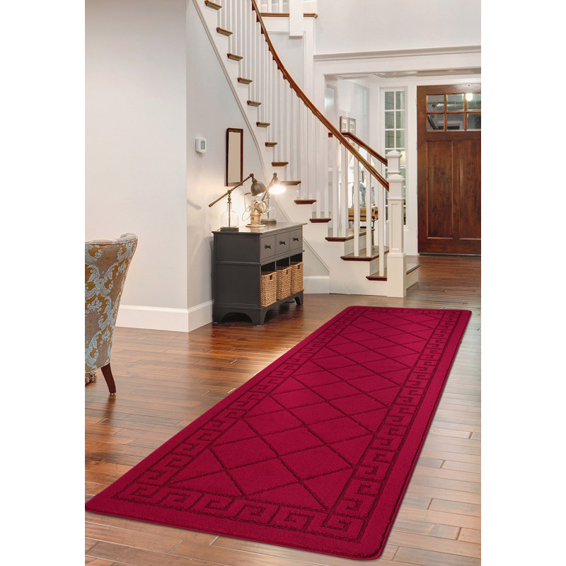 Jimena Non-Slip Geometric Indoor Doormat, 40cm x 60cm, Red