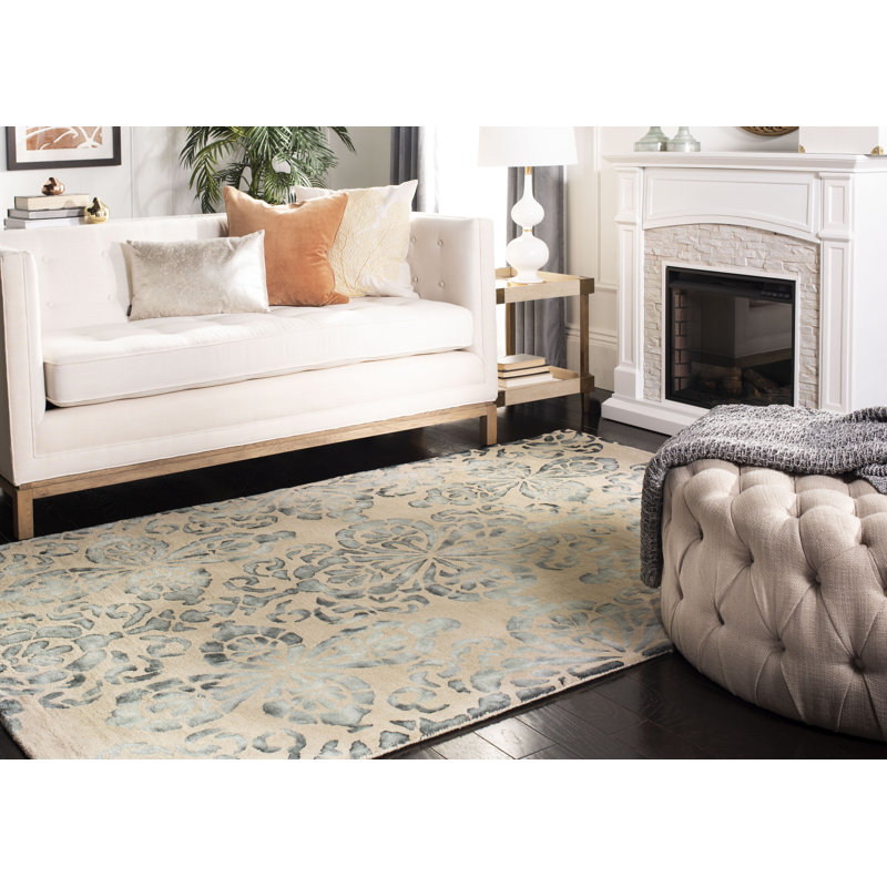 Oakton Hand Tufted Wool Floral Rug, Rectangle 4' x 6'