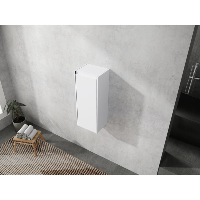 12" Wall Mounted Bathroom Side Unit, Soft Close Door, Fashion Forward Cabinet, Style