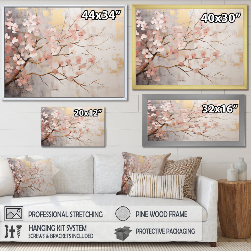 Cherry Blossom Tree Whispers Of Pink - Floral Canvas Prints65, Noir, H 12 po x l 20 po x P 1 po
