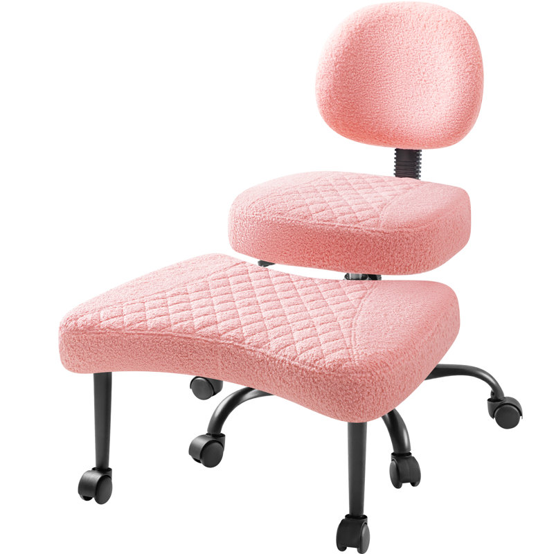 Ergonomic Cross Legged Meditation Chair, 360° Swivel Office Chair With Wheels, ADHD Chair With Footrest, Lumbar Support, Wider Height Adjustable Backrest And Seat, Faux Leather Kneeling Chair For Yoga