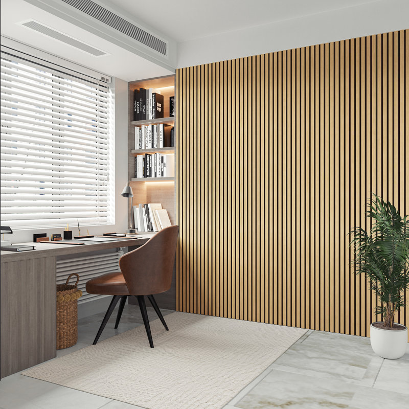 2pcs x 94.5" x 24" 3D Acoustic Slat Wall Panels for Interior Wall Décor American Oak Wall Slat(2 Pack/31.50 sq.ft)