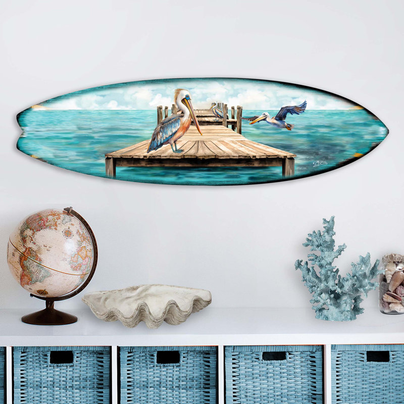 Décoration murale planche de surf, H 13,5 po x l 48 po x P 1 po