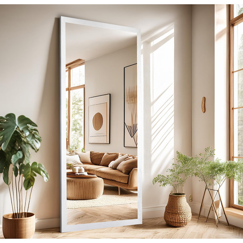 Miroir en bois franc Ebark Designs Ebark - chêne rouge 2 po, Blanc, 75 po x 30 po
