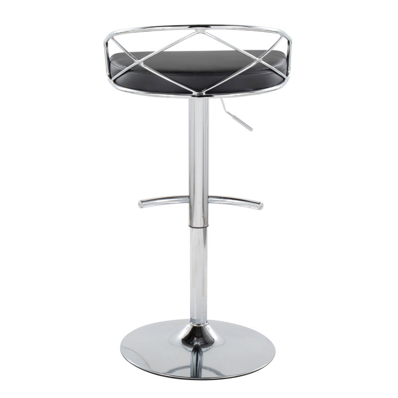 Lakyia Swivel Upholstered Adjustable Height Counter Stool with Metal Frame, Black