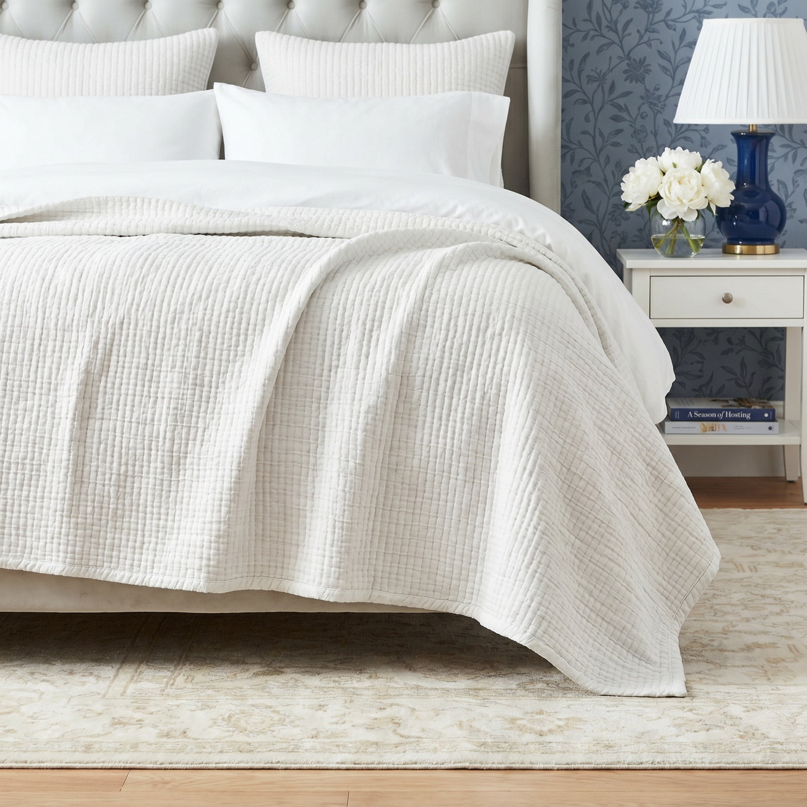Maybell Cotton Throw Blanket, Queen, White