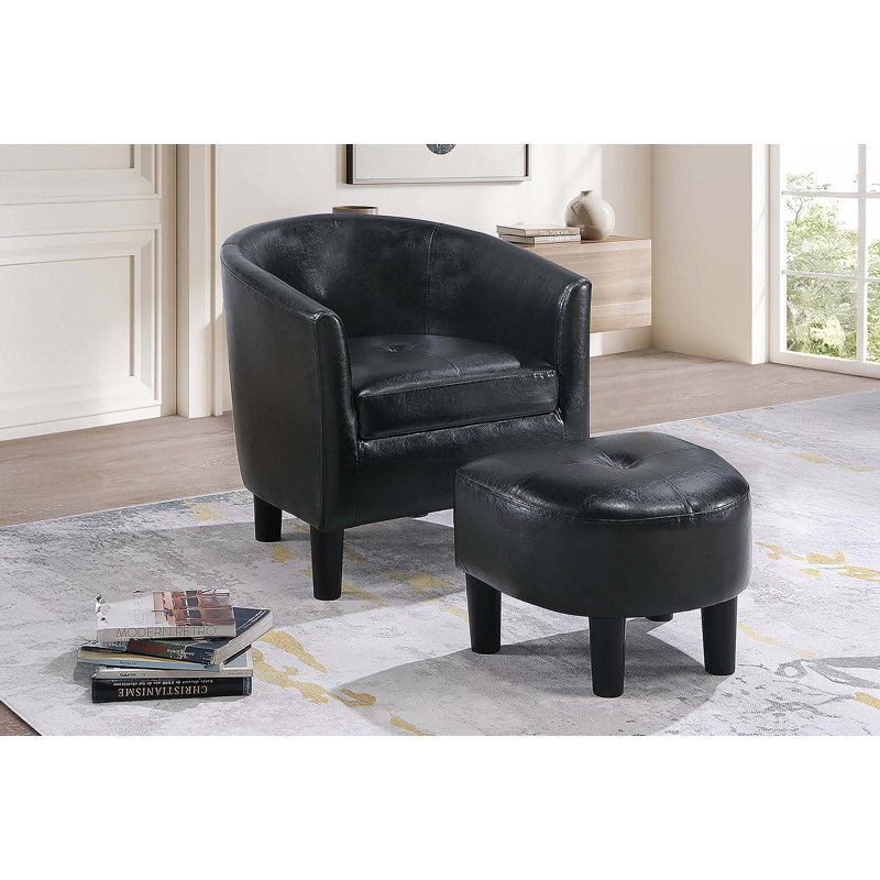 Chaise d'appoint moderne avec repose-pieds, dossier incurvé et pieds fuselés pour plus de confort et de style, Noir