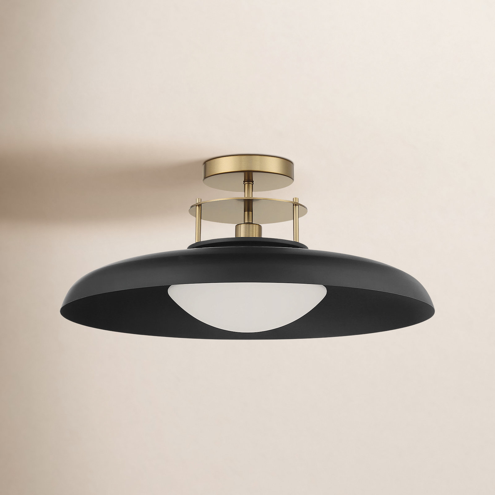 Jude Single Light Semi Flush Mount, Black, Black