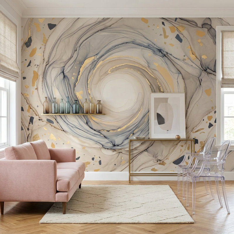 Abstrait marbre tourbillon de papier peint inspiré d'une géode, 120"x96", Peel and Stick