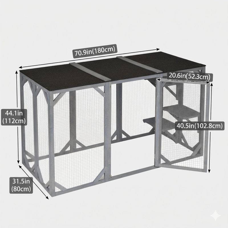 Enceinte d'extérieur en bois substantielle Catio