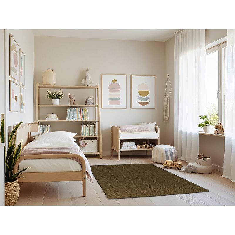 Machine Washable Trellis Brown Area Rug, Rectangle 4' x 6'