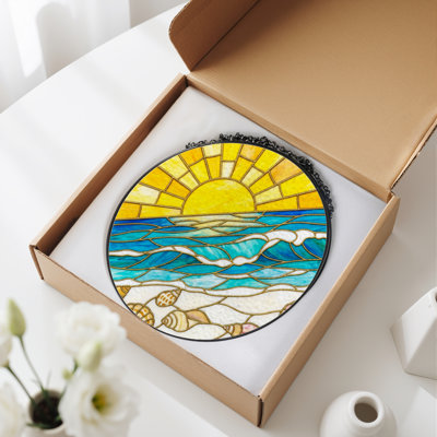 Panneau de vitrail 12 "H Sunset Ocean