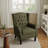 Duward Upholstered Green Button Tufted Wingback Accent Chair with Rolled Arm and Thick Padded Cushion-539228351