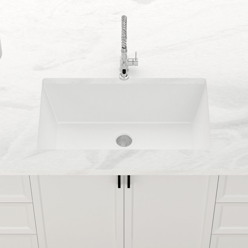 Grand évier de cuisine encastré en composite de granit blanc 30 po x 18 po, grand évier de cuisine profond, non poreux de style campagnard ou contemporain blanc