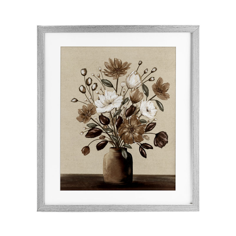 Reproduction sous verre moka encadrée, design par Kristen Dalpiaz, H 21 po x l 17 po, Cadre de ferme gris