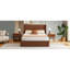 Walnut ripple panel curved headboard platform bed frame, 44-inch tall headboard,king size bed frame, modern minimalist style, easy to assemble, no box spring required.