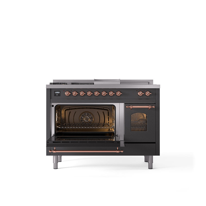 ILVE Nostalgie II 48 Dual Fuel Range, Graphite Matte/Copper, Natural Gas