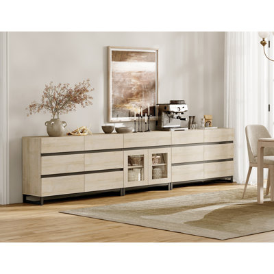 3 In 1 Modern Sideboard With Adjustable Shelves And 13 Drawers, Coffee Bar Cabinet For Living Room, Kitchen