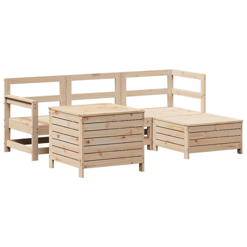 5 Piece Garden Sofa Set Solid Wood Pine