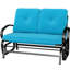 Banc de patio bleu avec assise confortable, filet respirant et, pour les réceptions en plein air, filet mesurant 396 lb, coussins idéaux pour les rassemblements, l 47,25 po x P 29,5 po, H 32,25 po