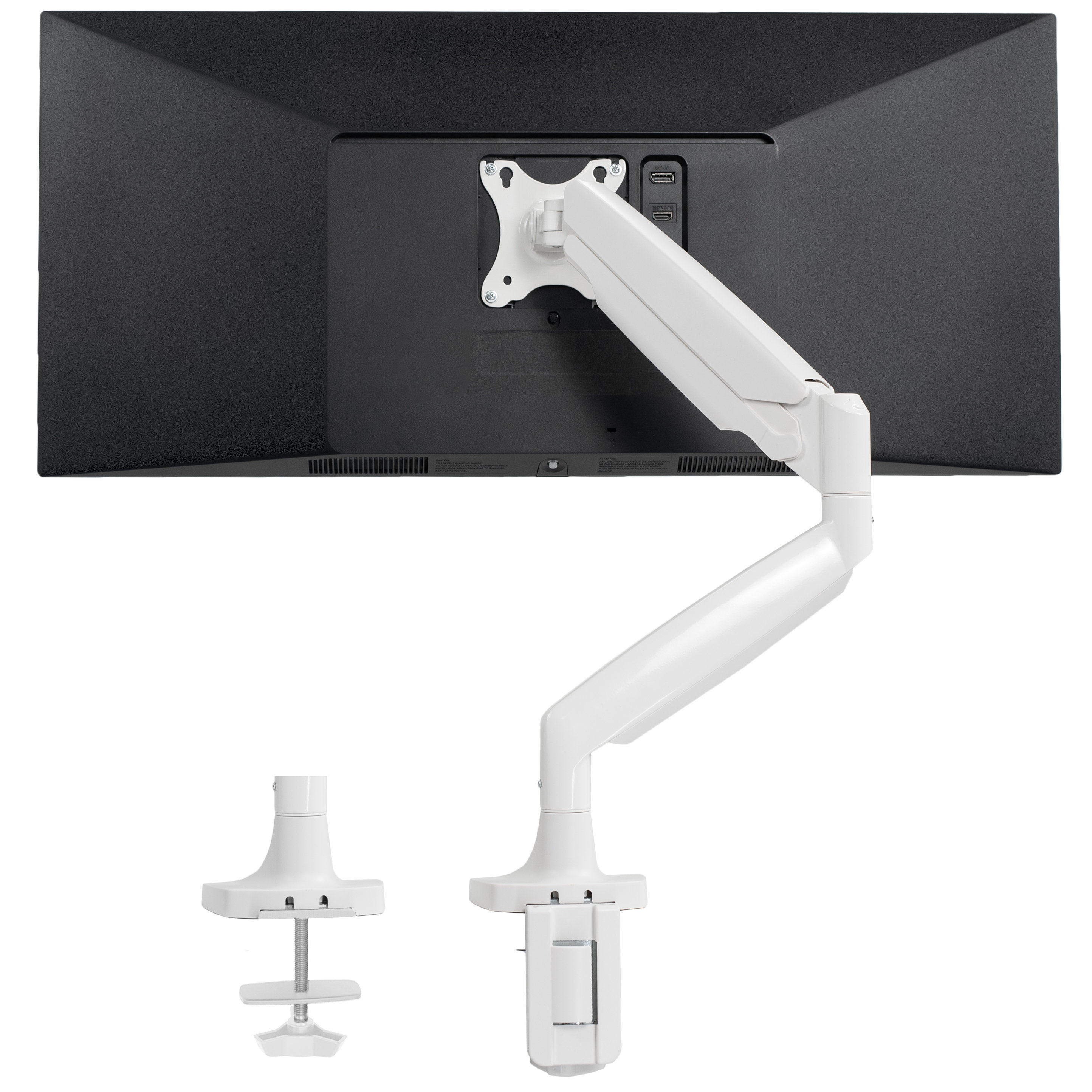 Vivo VIVO White Single Ultrawide Monitor Desk Mount with Pneumatic