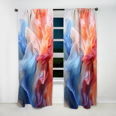 Blue And White Abstract Inner Journey - Spirals Abstract Room Darkening Curtain - 1 Panels