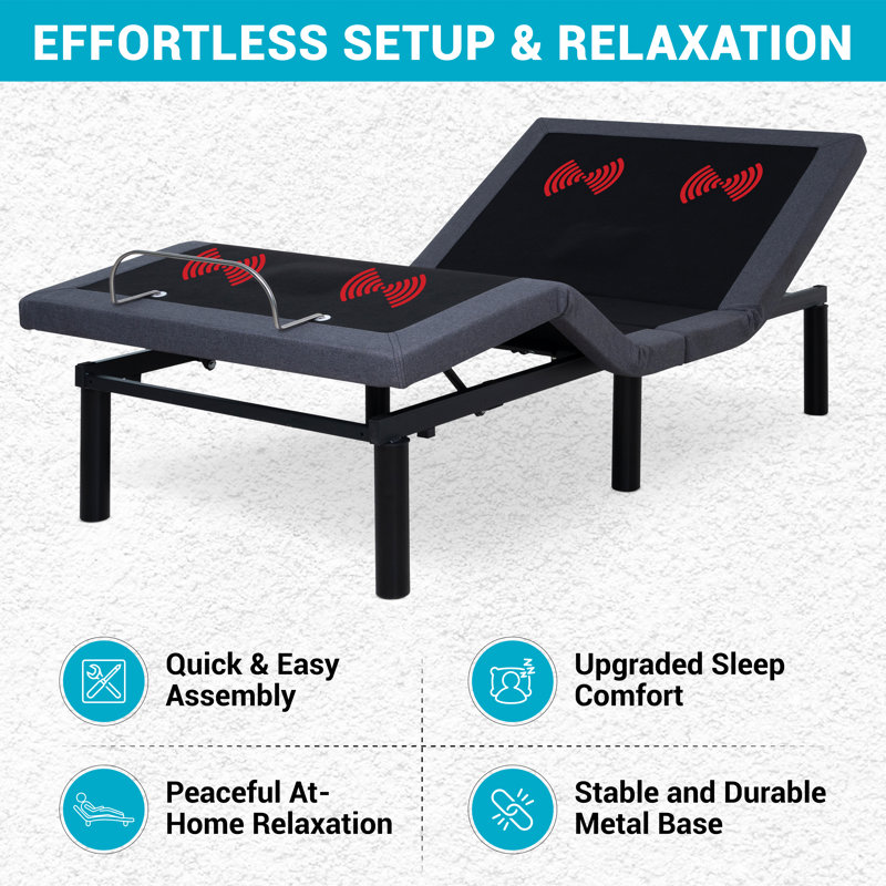 Sterner Zero Gravity Pain Relieving Massaging Adjustable Bed with Wireless Remote, Bluetooth and App, Twin XL
