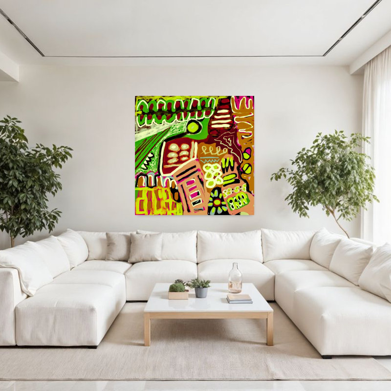Art contemporain, art moderne abstrait rêveur, H 48 po x l 48 po