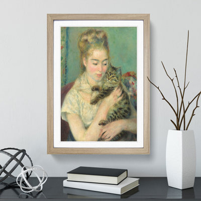 Woman with a Cat by Pierre-Auguste Renoir - Picture Frame Painting